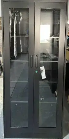 Locking Display Cabinet with Glass Door, 71”H Metal Curio Cabinets