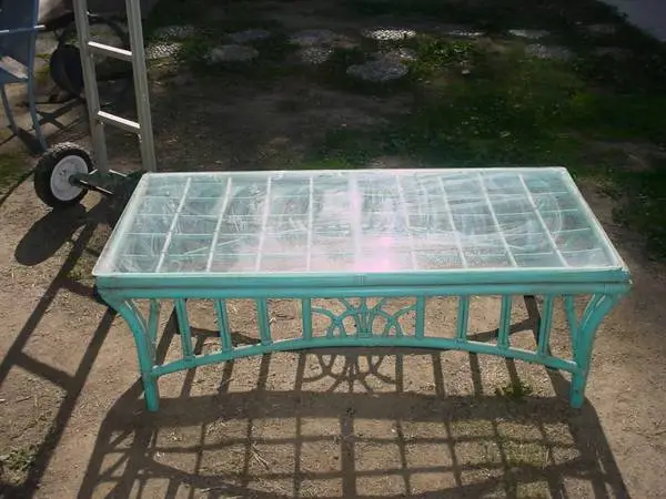 rattan and glass coffee table