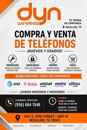 10st. MCALLEN -VENTA, REPARACION, DESBLOQUEO Y COMPPRA de TELEFONOS...