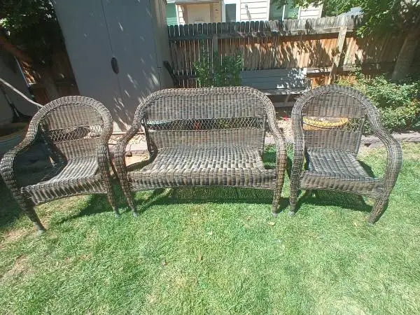 Outdoor Wicker Patio Furniture Set 2 Seat Couch and 2 Chairs 4 Long C