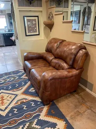 Beautiful Western Style Leather Loveseat