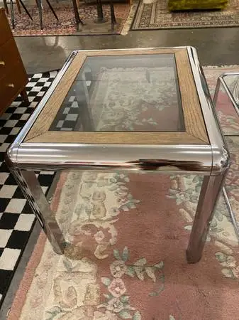 Vintage 1960s Glass & Chrome Side Table