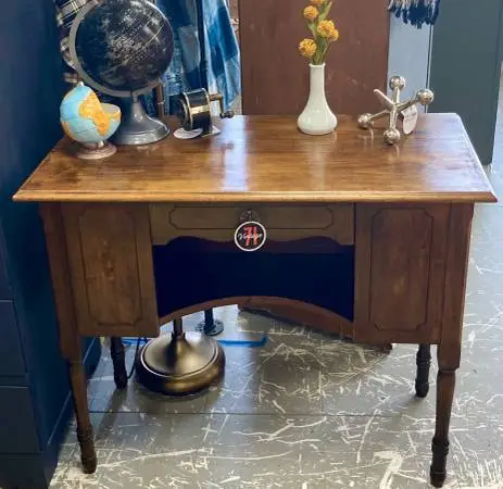 Vintage Solid Wood Desk or Entry Table w/ Chair