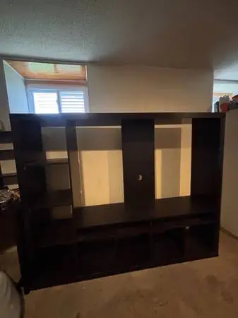 big tv stand with desk attached! NEED GONE MOVING & WILLING TO NEGOTIATE