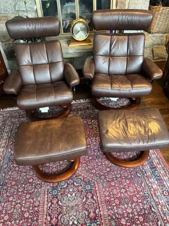 Ekornes Stressless Leather Recliner Chairs & Ottomans