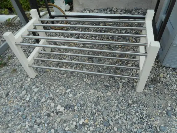 White Wood and Chrome Shoe Storage Rack