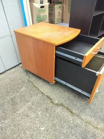 Solid wood filing cabinet on wheels