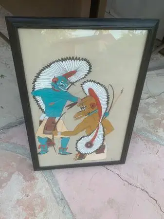 Kachina Warrior Original Painting 1960’s Framed