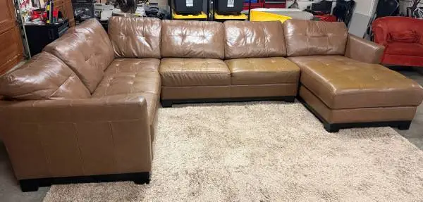 Macys Beautiful Camel colored Leather sectional Couch
