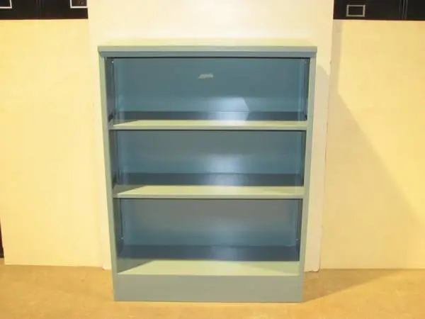 Corcraft 36 wide teal metal bookcase book shelf with 2 shelves