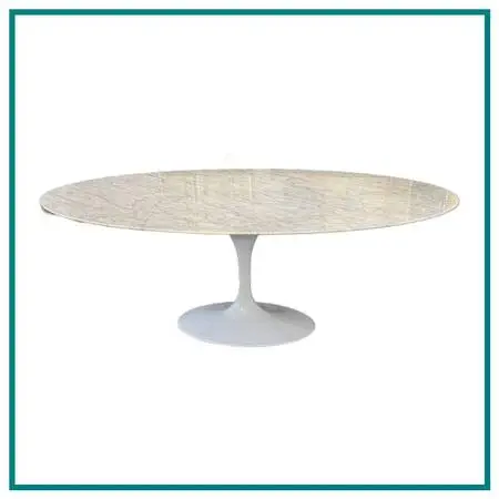 Nj Modern Furniture Saarinen-style Oval Carrara Marble Tulip Dining Ta