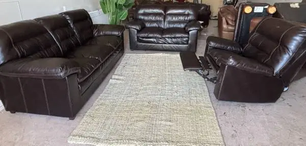 couch love seat and recliner chair set, delivery available
