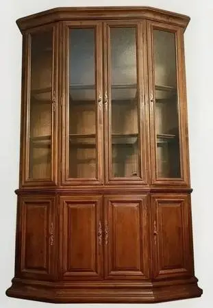 Vintage Ethan Allen 2-Piece Breakfront Lighted China Cabinet / Hutch f
