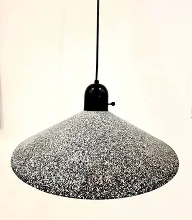 Modern/industrial swag lamp w/ black & white shade + bulb