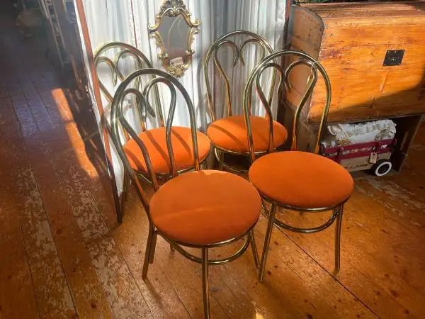 Vintage Mid Century Brass Cafe Bistro Chair set of 4