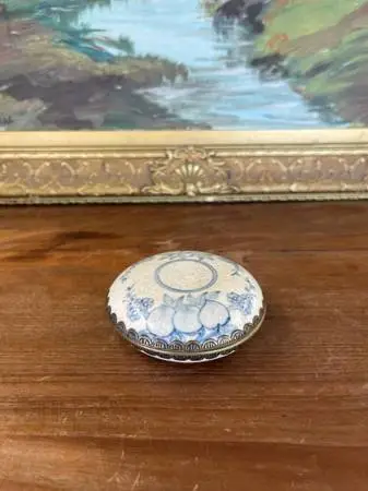 Possibly Antique Chinese Blue and White Porcelain Lidded Box.