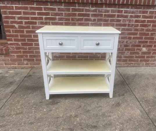 Small shelf with top drawers.  White / Pale Yellow