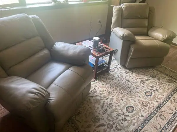 Two large recliners, soft leather-like quality OBO