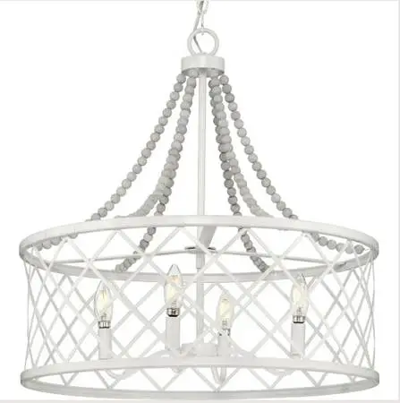Living Rooms Chandelier or Bisset 4 -Light White Coastal