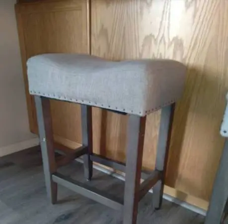 Gray linen barstools solid wood dark gray legs