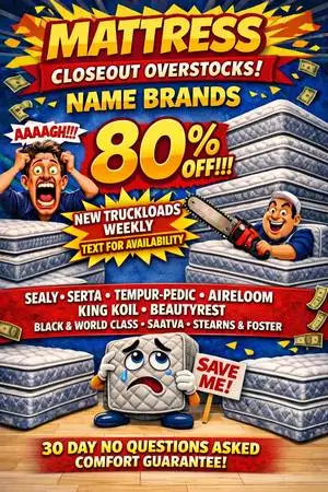 Simmons Black, Stearns & Foster, Tempurpedic, Purple 80% Off!