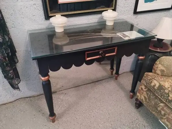 cool glass top table with drawer