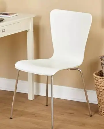 WEST ELM STYLE WHITE MODERN BENTWOOD CHAIRS (2) NEW MCM CHROME LEGS