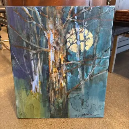 Original Jack Rickard Birch Tree W/Full Moon - 20X24