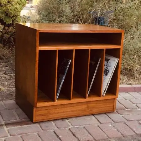 Vintage teak Danish Modern MCM LP Record Credenza/Organizer