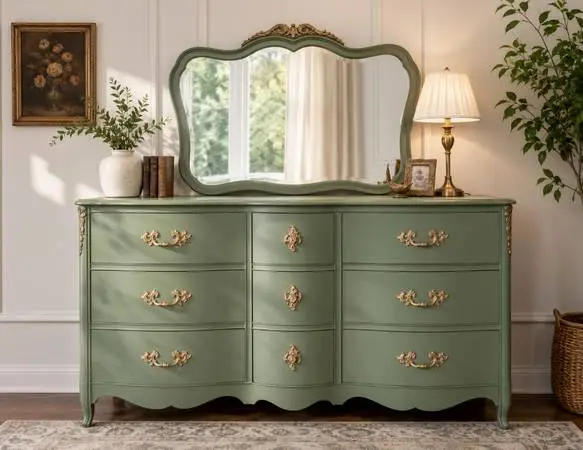 Vintage Louis XV / French Provincial Dresser with Mirror.