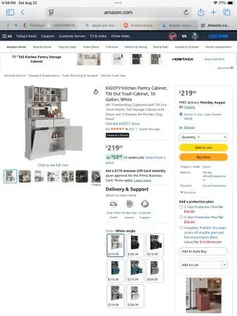Kitchen pantry cabinet with tilt out trash