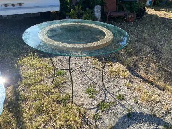 West Elm Glass & Wicker Side Table