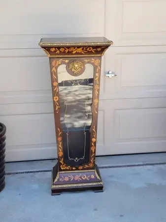 Clock Stand Cabinet Italian Marquetry Inlay Chiming