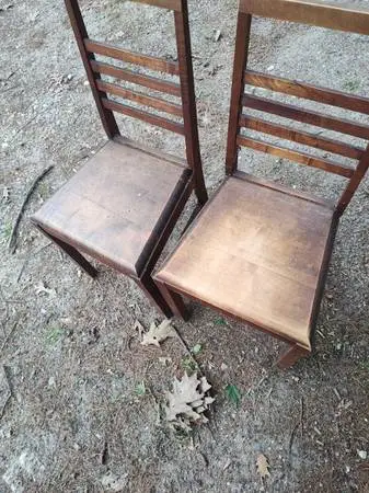 2 hardwood older chairs