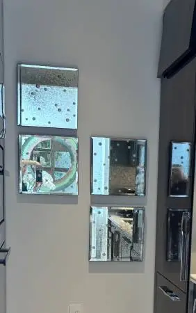 Set of 4 Modern Polka Dot Antiqued Mirror Plaques