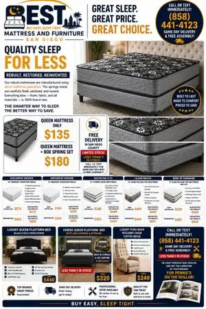 Cheap Mattress and Furniture San Diego. Queen Mattresses Sale!