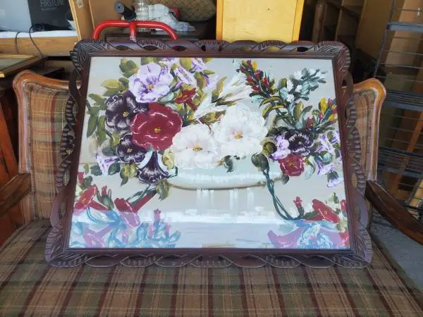 Large vintage flower painting