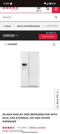 Refrigerator Amana (New)