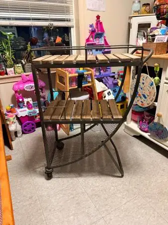 Kalalou Wood and Metal Quarter Lune Bart Cart from rustic edg