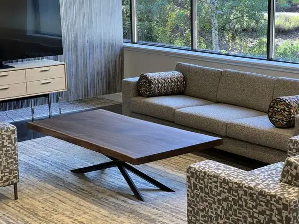 Walnut slab coffee table