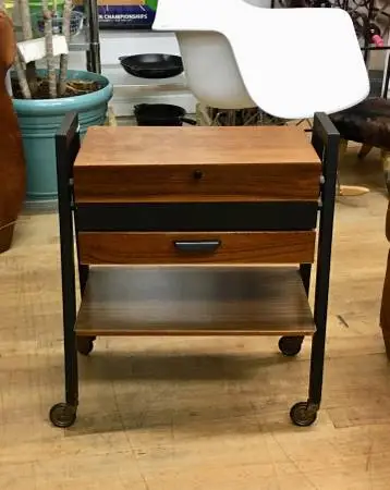 Mid Century Modern Sewing Trolley Side Table
