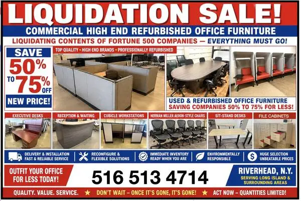 Office Furniture at 50–75% OFF - Cubicle workstations - Desks - Chairs