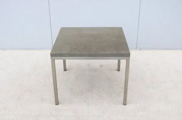 Parsons Style Square Occasional Table Concrete Top and Stainless Steel