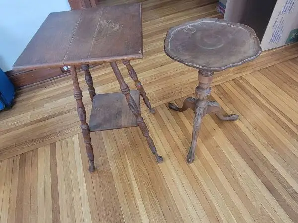 Vintage Wood Parlor Table and Pedestal Accent Table