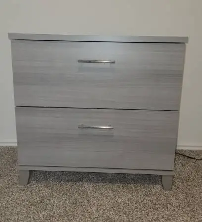 Gray 72w Office desk with filing cabinet