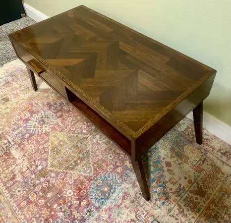 MCM Wood Art  Mountain Range Teak/Oak Coffee Table