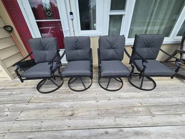 ( 4 ) NEW JUST ASSEMBLED BLACK & GRAY SWIVEL/ ROCKING CHAIRS