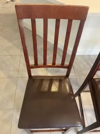 Four Wood leather barstools