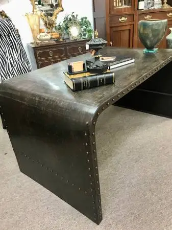Industrial Desk, 18th c. French Buffet, Bar Cabinet, Chaise Lounge.