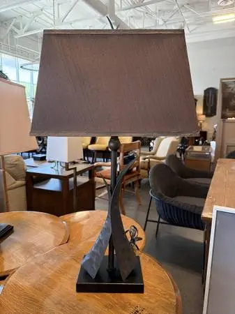 Angular Metal Lamp W/ Rectangular Shade- 10X17X32
